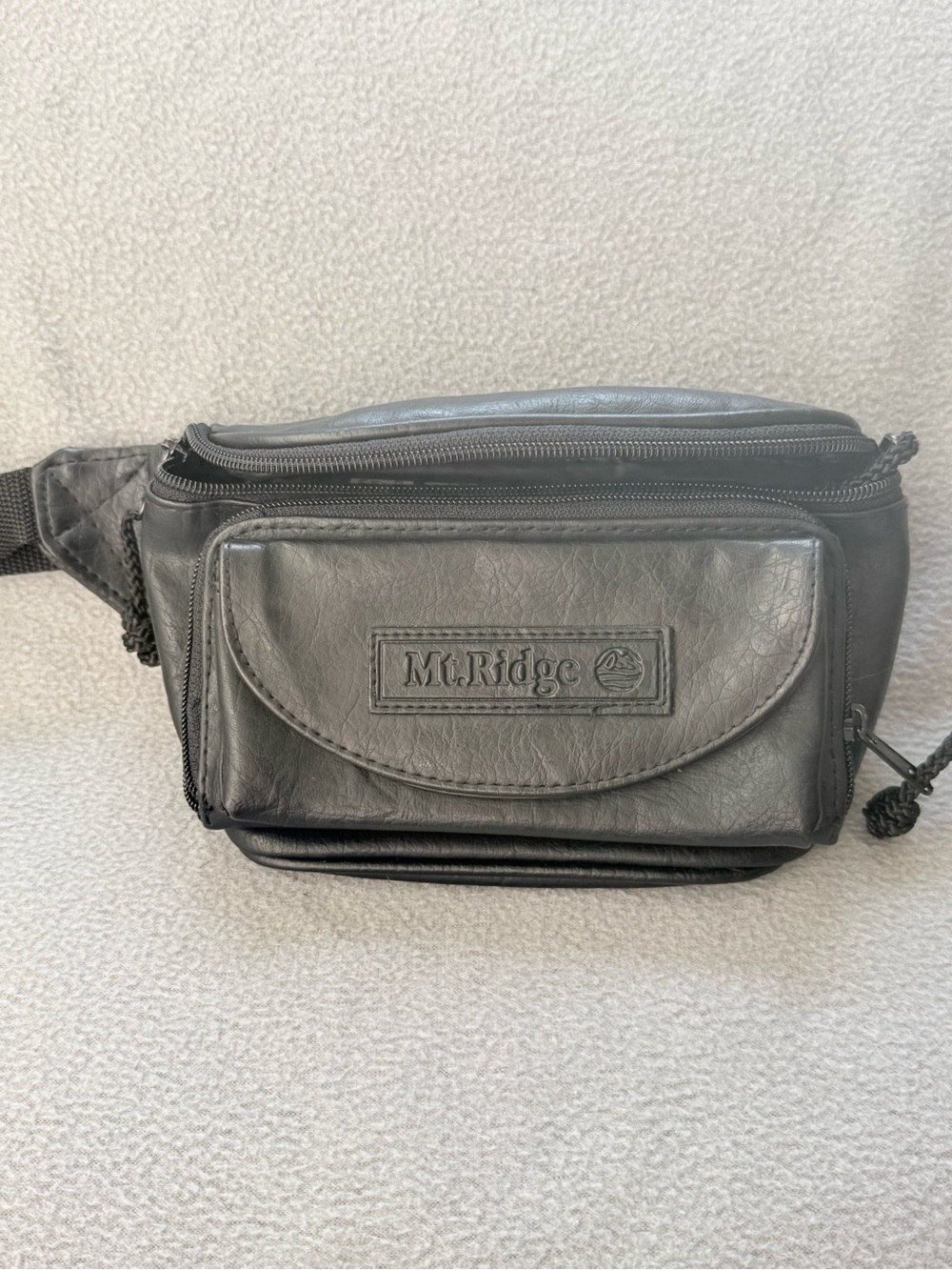 Black Leather Waist Bag for Men
